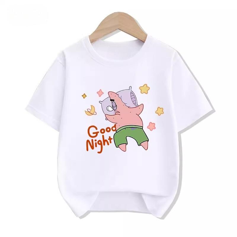 Potdemiel Summer New SpongeBob SquarePants Kids 100 Cotton TShirt Comfortable and Breathable for Boys and Girls