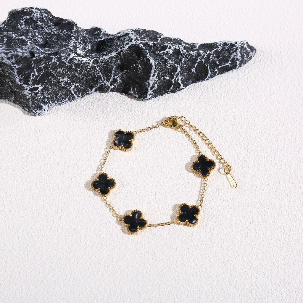 Five Flowers and Four Leaf Clover Women's Bracelet, Light Luxury, High Luxury, Lucky Grass Head Accessories