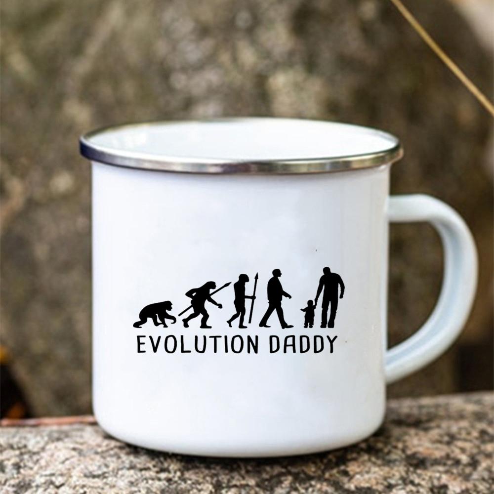 

Evolution Papa Enamel Mug White Handled Cup Coffee Tea Enamel Mug Drink Water The Best Original and Fun Father s Day Gifts 360ml