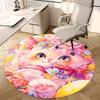 1pc Anime Design Flower Cat Round Carpet Office Chair Mat, Non Slip Rug for Home Decor, Living Room, Bedroom, Game Room, Festival Gift