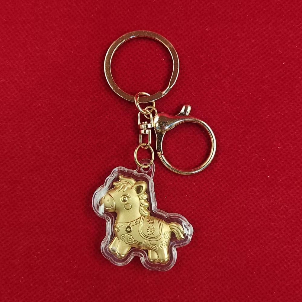 Cartoon Design Gold Horse Keychains Get Rich Zodiac Horse Keychains Bag Pendant New Year Party