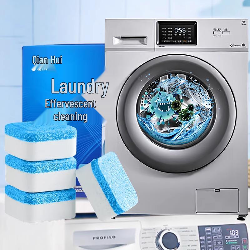 Brausetabletten zur Waschmaschinenreinigung für automatische Desinfektion und Fleckenentfernung.
