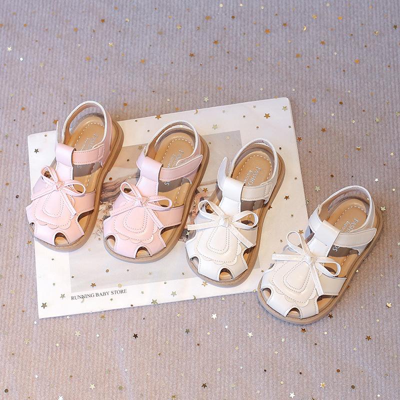 Girls Summer Sandals Toe-covered Anti-kick New Children Flat Sandals Princess Trend Toddler Clog Shoes I03055