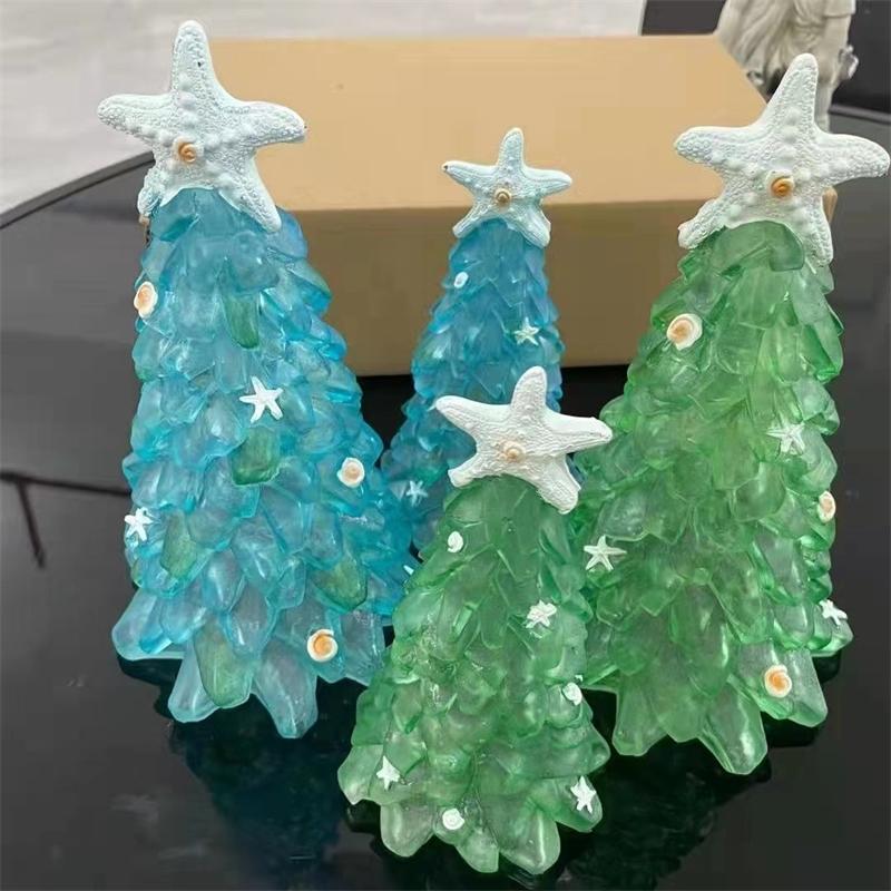 Resin Starfish Christmas Tree Ornament Jade Green Holiday Home Decor Table Centerpiece Window Display For Women And Couples