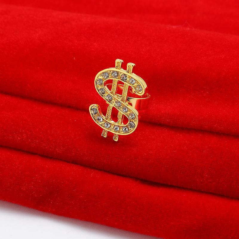 Hot-selling European and American Simple and Fashionable Personalized Dollar Symbol Alloy Diamond-encrusted Personalized Trendy Male Trendy People