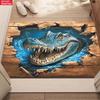 3D Crocodile Rug Flannel Soft Kids Carpet Broken Floor Print Bedroom Kitchen Floor Mat Anti Slip