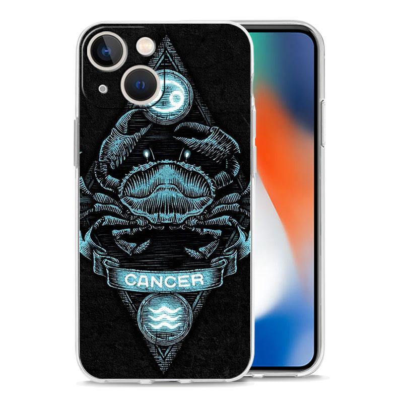 Aries Leo Libra Pisces Virgo Phone Case For iPhone 11 Cases iPhone 15 12 13 14 16 Pro Max X XR XS 14 15 Plus 16Pro Clear Cover