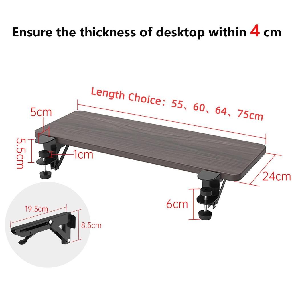 OUGIC Ergonomic Desk Extender Tray X Installation No Drilling Foldable Keyboard Drawer Table Mount Armrest Elbow and Arm Support for Computer 23.6"