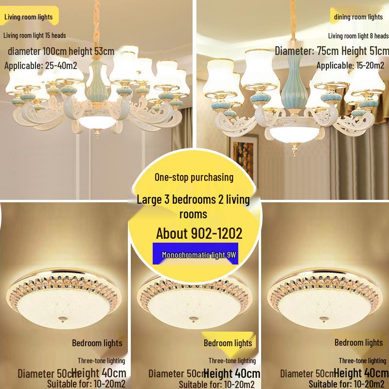 Modern European Ceramic Chandelier for Living Room, Restaurant, or Bedroom in Villa