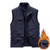 Autumn and Winter Middle-aged and Elderly Men's Vest Velvet Dad Sleeveless Stand-up Collar Multi-pocket Quick-drying Vest Large Size Vest