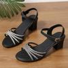 Fashion Women's Sandals 2025 Summer New Fashion Thick Heel Platform Wedding Shoes Ladies Elegant Heeled Sandals Office Casual High Heels