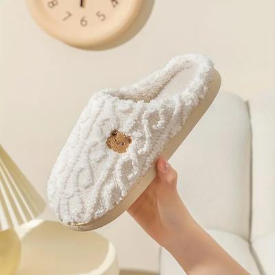 Útulné proužky Fuzzy Pantofle Měkká tkanina Svršek Neklouzavá TPR podešev Nazouvací design Teplý a plyšový na zimu Ležérní pruhovaný vzor látková stélka