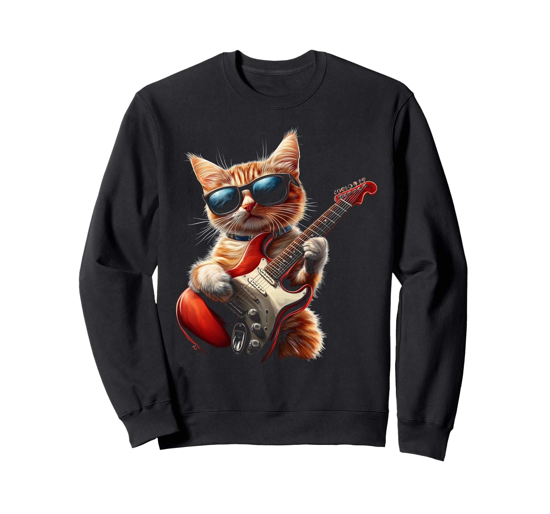 

Rock Cat with Guitar and Sunglasses Cat Music Cat Electric Guitar Rock Cats Sweatshirt