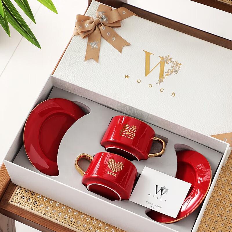 WOOCH Festive Gold-Painted Ceramic Cup & Saucer Gift Set