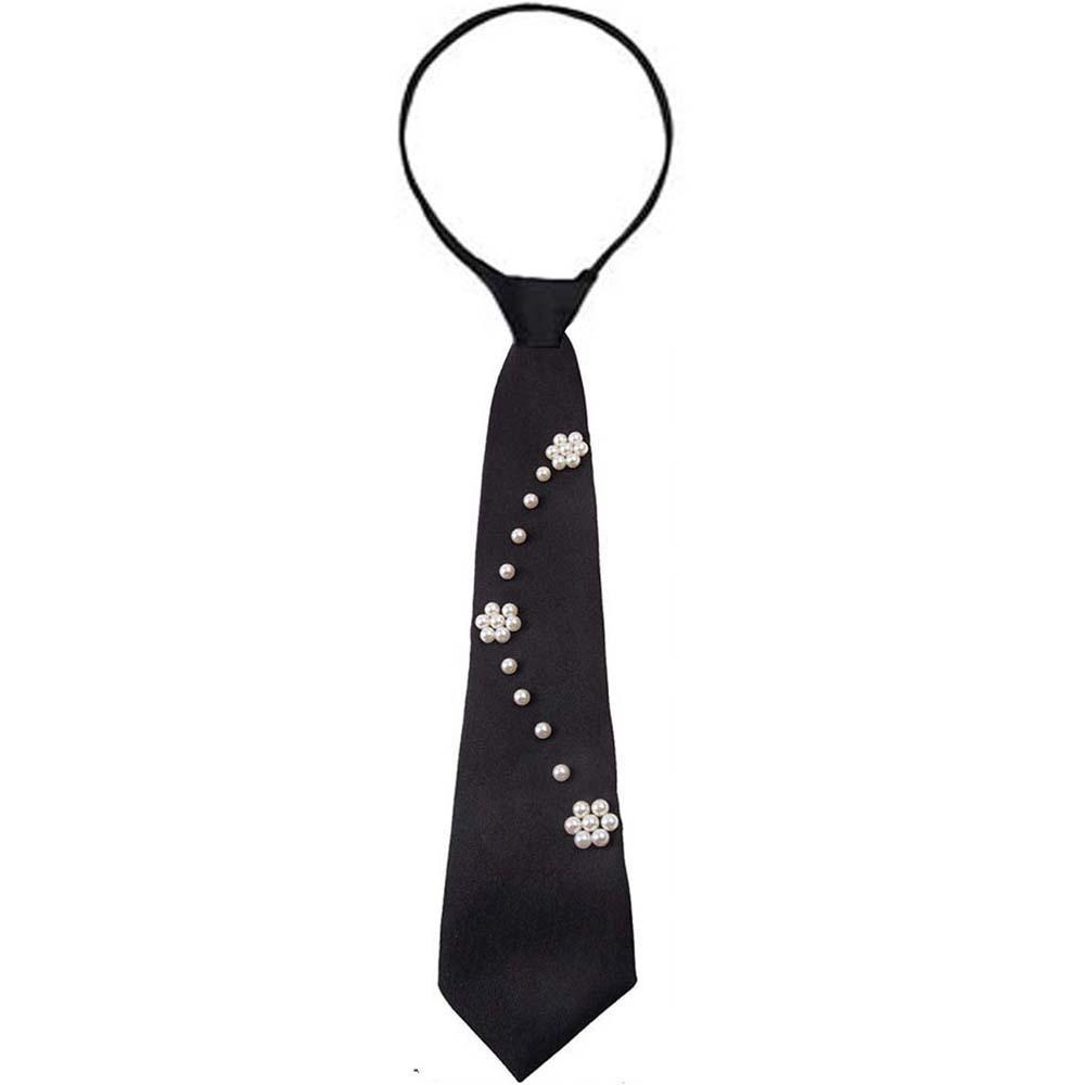 Black Pearls Tie Tassels Decoration Shirt Tie Temperament Hand-beaded Long Necktie  Kids