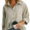 European and American women's clothing fashion commuter striped lace hem loose shirt five-quarter sleeve shirt