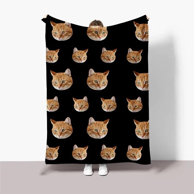Fun Black Background Photo Face with Picture Blanket,Birthday Souvenir Gifts Throw Blanket for Men Women