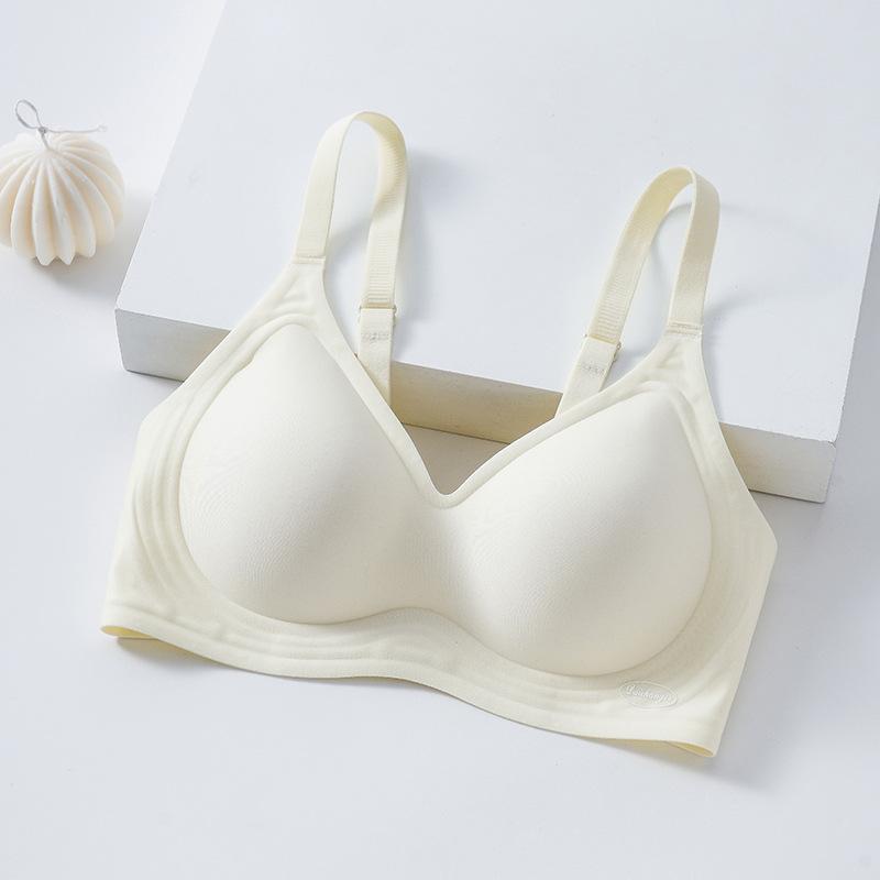 

Glossy jelly strip soft support no steel ring comfortable fixed cup bra cover gathered without marks m( 45-52.5kg ) молочный белый