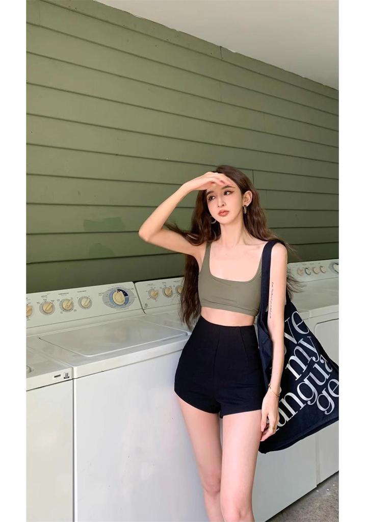 Women's Black High Waist Slim Shorts - Sexy Summer Hot Pants