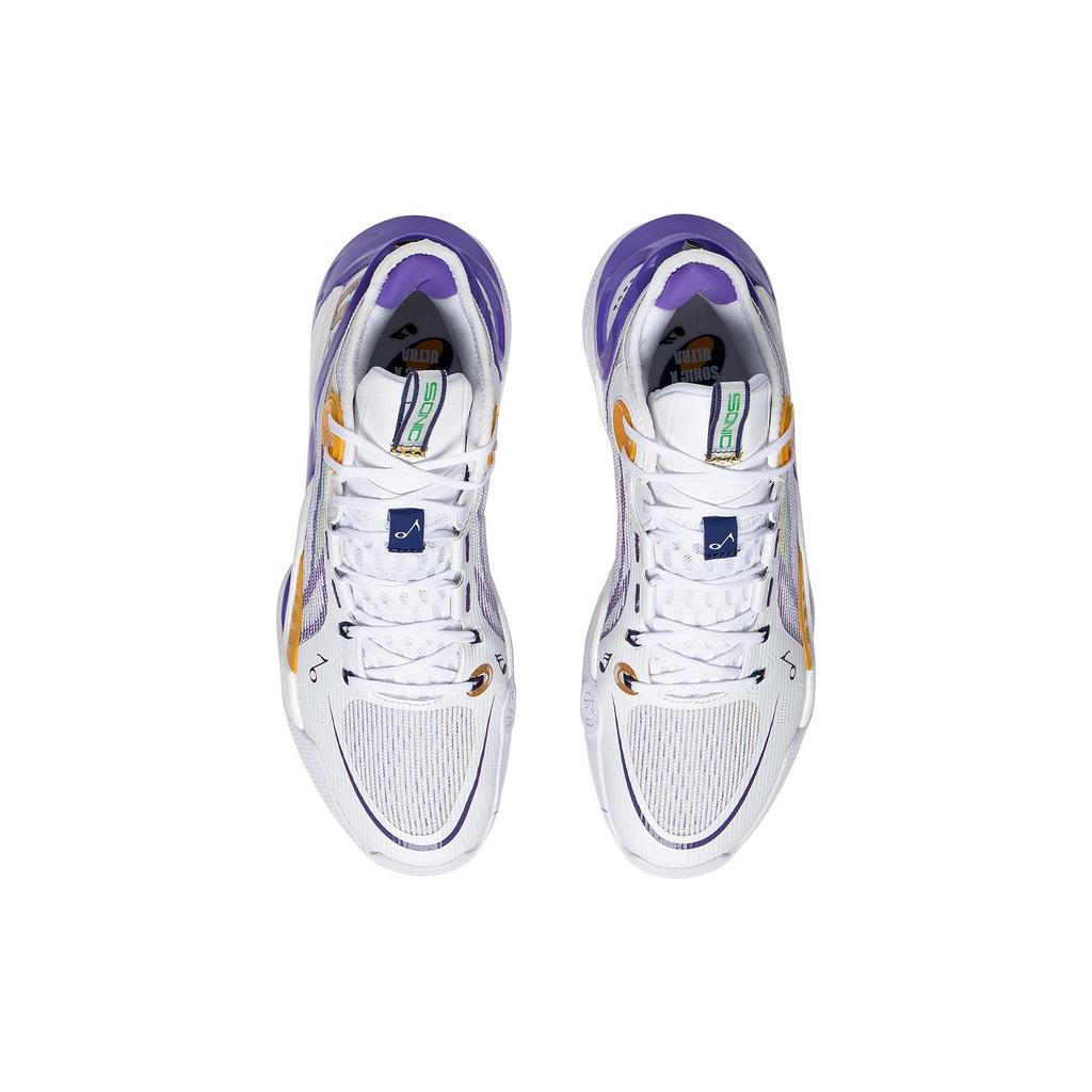 Li Ning SONIC 10 Ultra Abrasion Resistant Breathable Mid Top Basketball Shoes Men's White Purple ABAS145-4