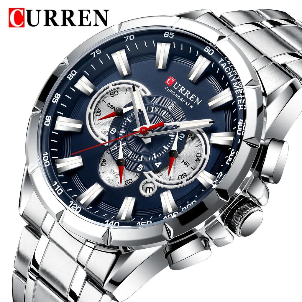 CURREN Mode Homme Montre-Bracelet Étanche Chronographe Montre Homme Militaire Marque Supérieure Luxe Acier Inoxydable Sportive Horloge Mâle 8363