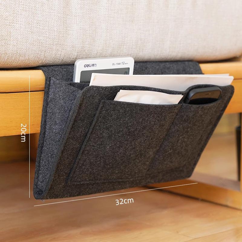 

Felt Bedside Storage Bag Phone Book Magazine Holder Pockets Multifunctional TV Remote Control Hanging Couch Storage Organizer