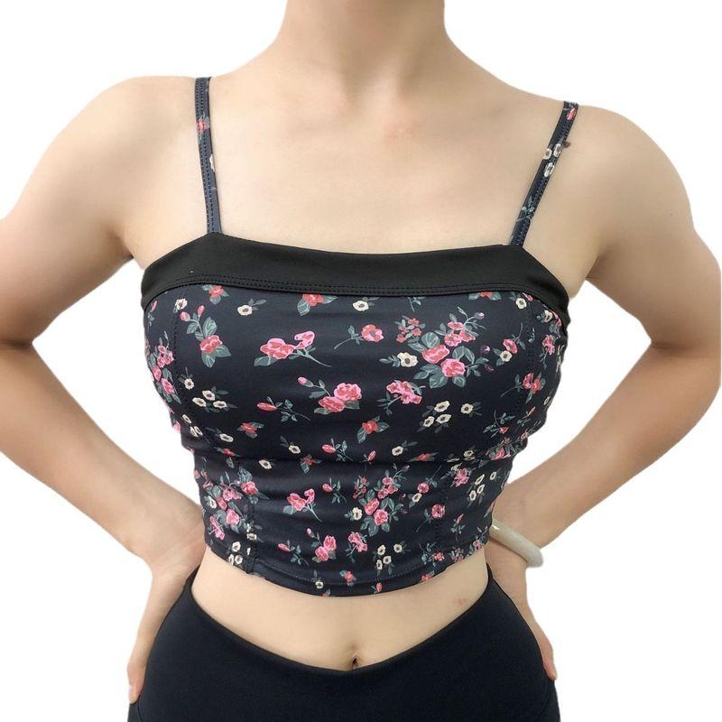 Export New Arrival Yoga Female with Chest Pad Floral Contrast Color Sports Running Fitness Dance Training High Elastic Quick-Dry Vest