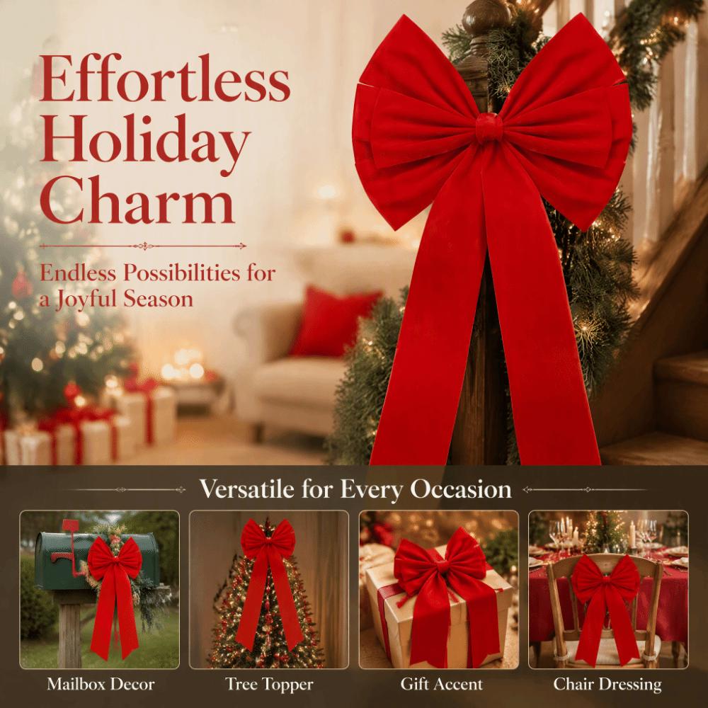 Large Size Christmas Bow Red Velvet Tree Topper Bow Giant Bow Ornament Front Door