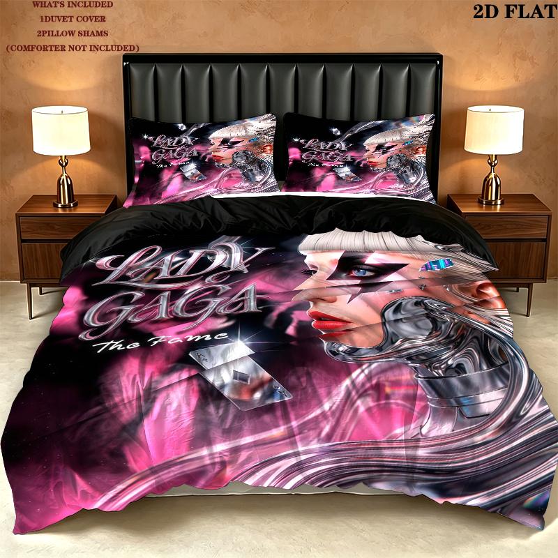 Gaga Pattern Bedding Set Quilt Cover Pillowcase Home Decor Gift (1 * duvet cover + 2 * pillowcase, without core)