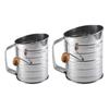 Stainless Steel Flour Sifter Hand Cranked Flour Sieve with Measurement Markings 3-Cup Capacity