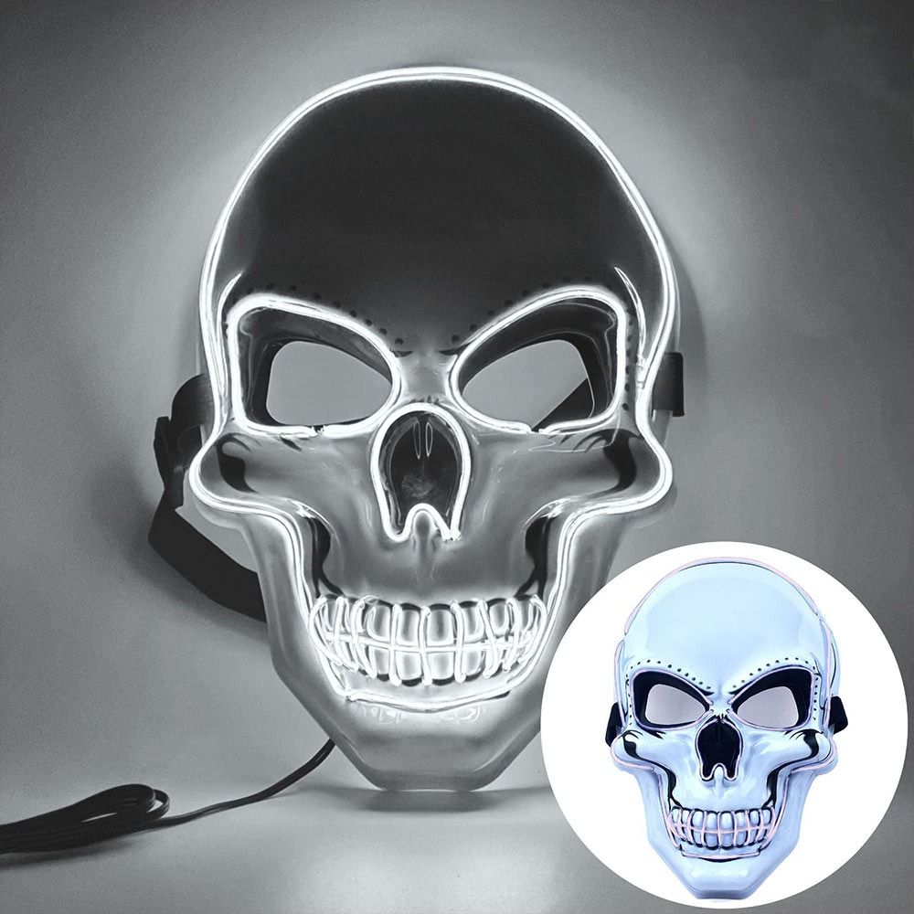 LED Light Halloween Skull Mask Horror Luminous Skull Mask LED Cold Light Mask  Halloween Party