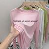 Plus Size Women's Wine Red V-Neck Long Sleeve Base Layer Top - Chic Slimming Autumn Innerwear