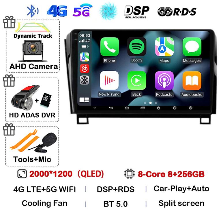 Android 14 Car Radio GPS Audio For Toyota Tundra XK50 2007-2013 Sequoia XK60 2008-2017 Multimedia Video Player Navigation Stereo