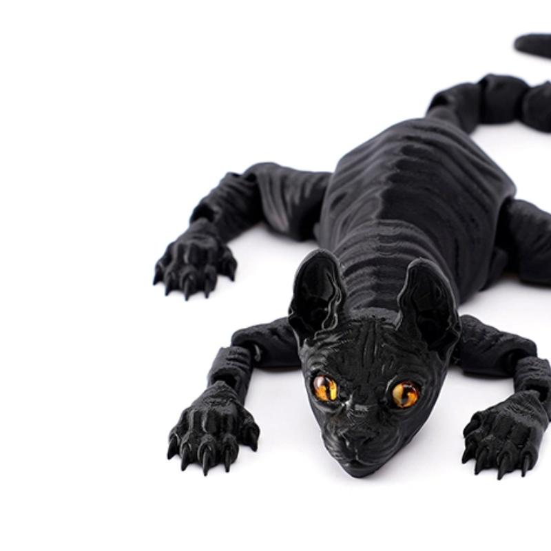 3D Printed Cat Animal Toy Realistic Hairless Figurine Cat Fidget Toy For Cat Lover Collector Home Decoration