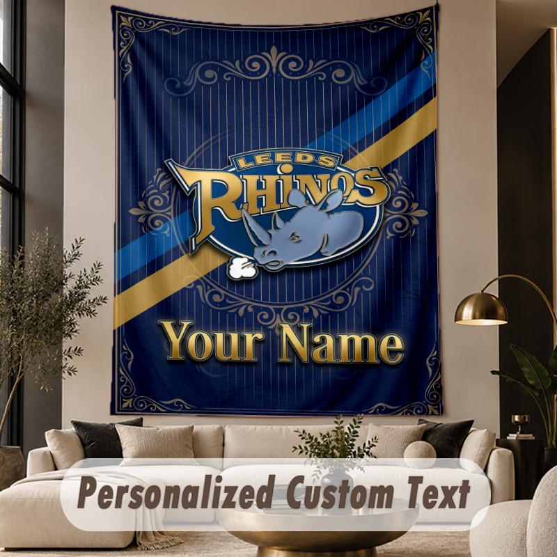 Custom Text Tapestry Leeds Rhinos Print Wall Tapestry Indoor Living Room Wall Decor