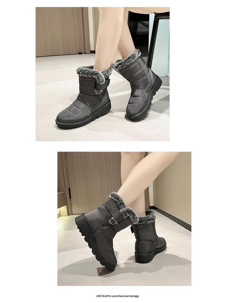Women's Winter Snow Boots - Fleece Lined, Warm, Waterproof, Non-Slip, Comfortable Mid-Calf Thickness.