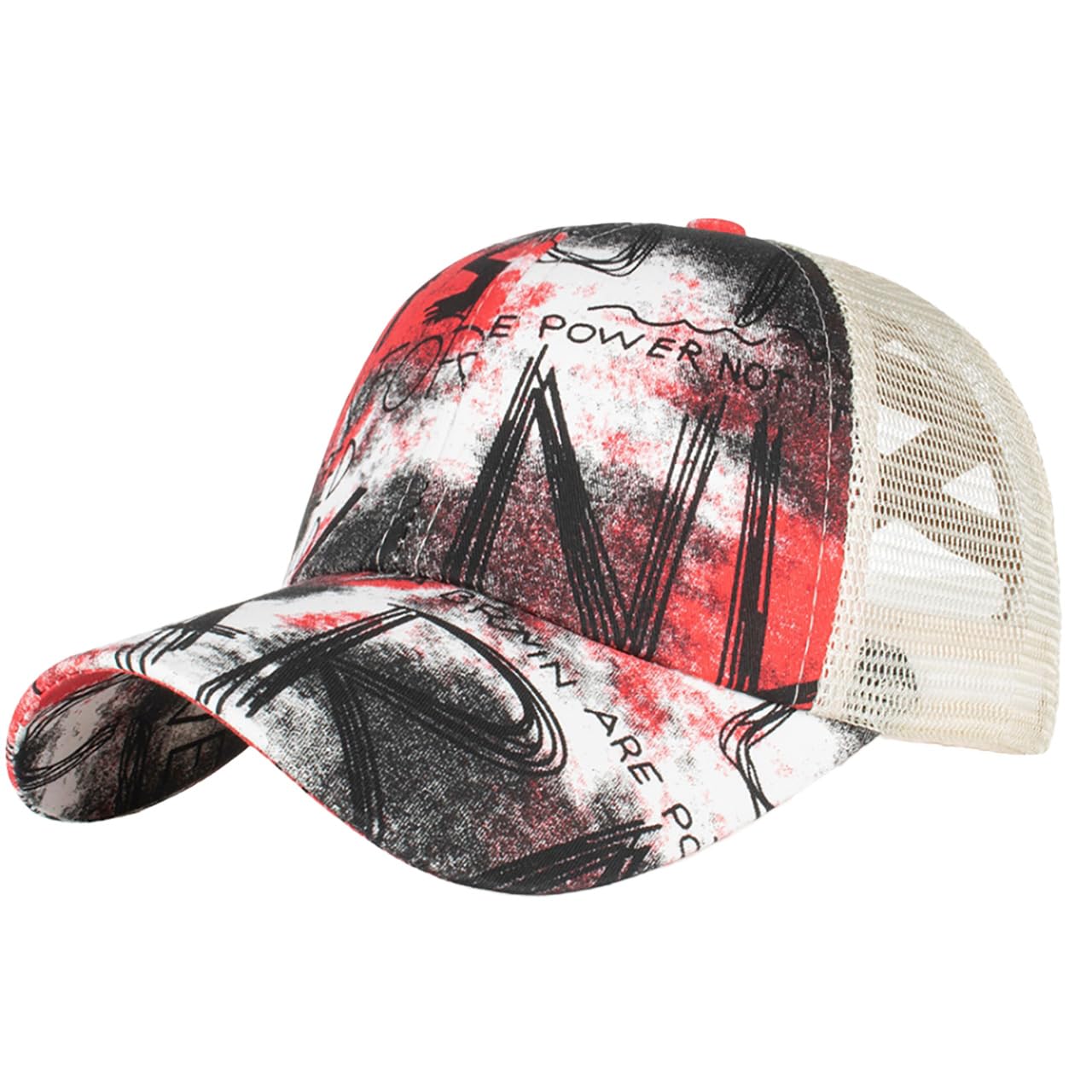 

Cross Baseball Mesh CZ998 [White Fang] Hat, Net, Cap, Cap, Breathable, Casual, Men s, Women s, (Black Red)