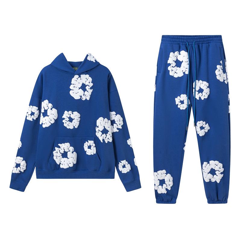 Set Casual pentru Cuplu Denim Tears Kapok Foam Print Stil American - Hanorac și Pantaloni de Trening