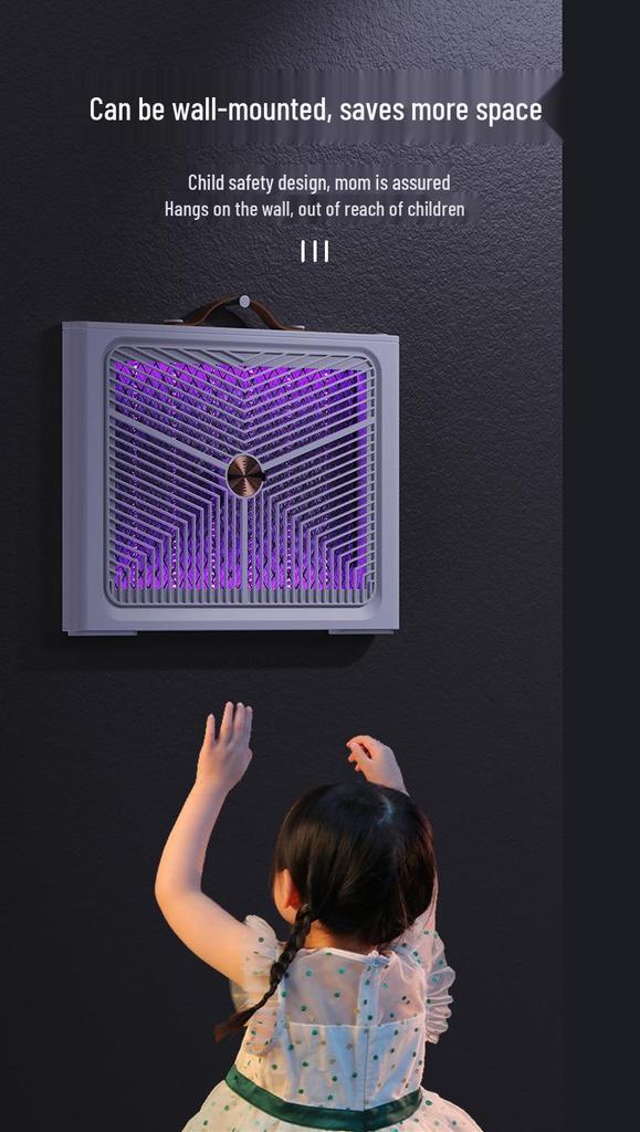 Portable Mosquito Killer Lamp: Indoor/Outdoor Fly Repellent with Electric Shock & Photocatalyst, Wall-Mount or Desktop Use