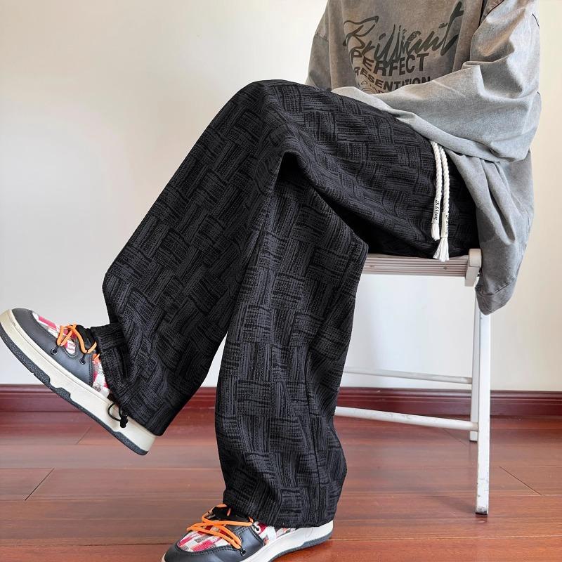 

Men s Gray Checkered Pattern Jogger Pants Casual Loose Fit Streetwear Trousers M чорний