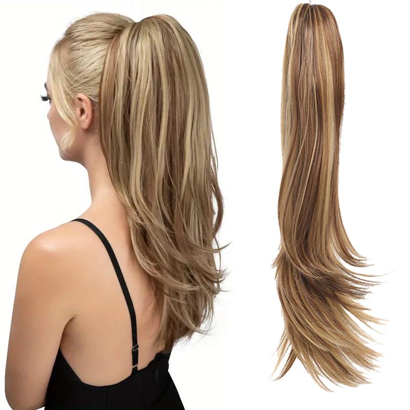 Big Grip Clip Slightly Curled Ponytail Synthetic Wig Ponytail Wig for Women Easy To Wear for Daily Gatherings with Just One Clip