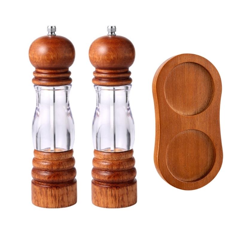 Manual Wood Peppers Grinder Adjustable Coarseness Peppers Mill Refillable Manual Salt Grinder Kitchen Tool Easy to Use