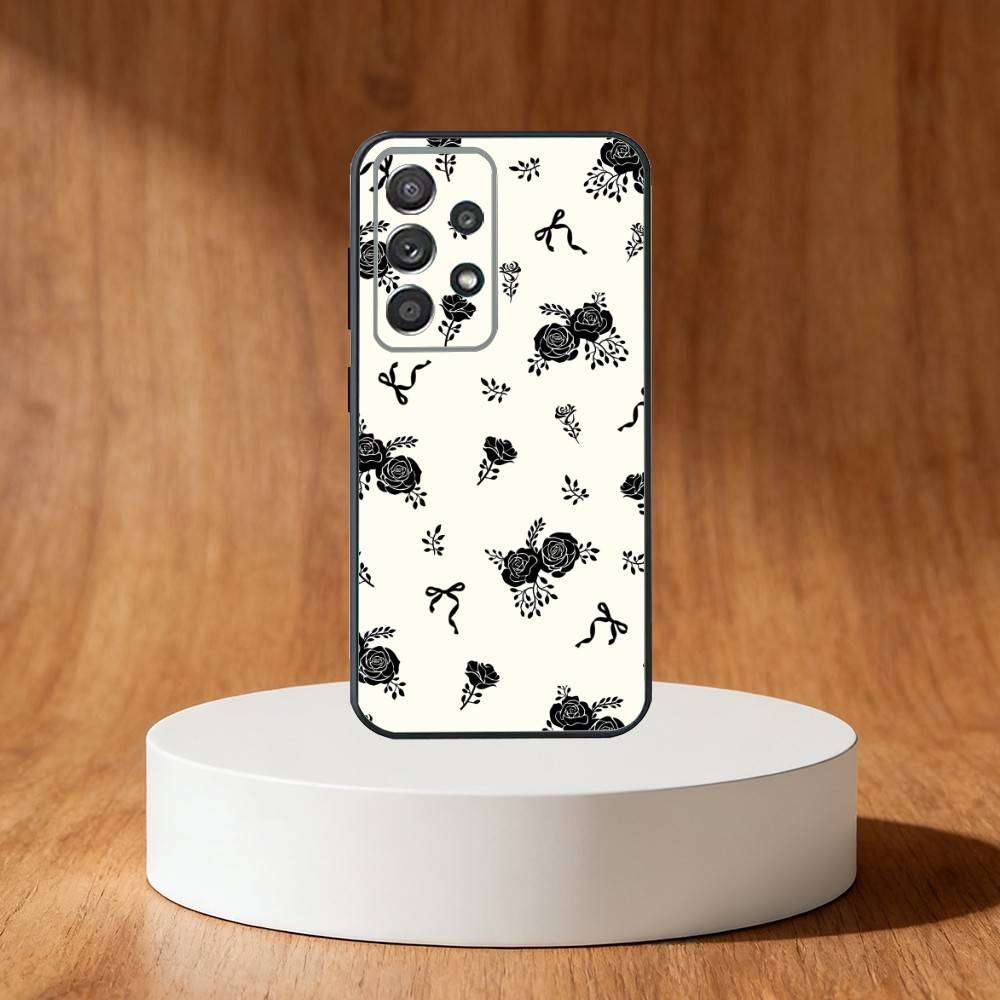 Ditsy Floral Phone Case For Samsung S25,S24,S21,S22,S23,S30,Ultra,S20,Plus,Fe,Note,10,9,5G Black Cover