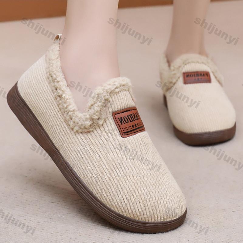Women's Short Boots Winter Plush Thickened Warm Outdoor Non Slip Snow Boots Lightweight Comfortable Slip On Cotton Shoes