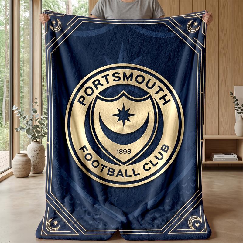 Coperta Morbida in Pile Flanella Portsmouth FC Leggera Accogliente Calda Coperta da Lancio per Divano Letto Decorazione Casa