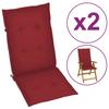 Day and Night - Day and Night High Back Garden Chair Cushion 2 Pcs Red Fabric 120x50x3 Cm
