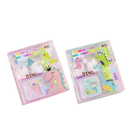 Cartoon Animal Rolling Stamp with Ink Pad Cute Self-Inking Roller for Kids Students Fun Classroom Prize Kindergarten DIY Craft Supply