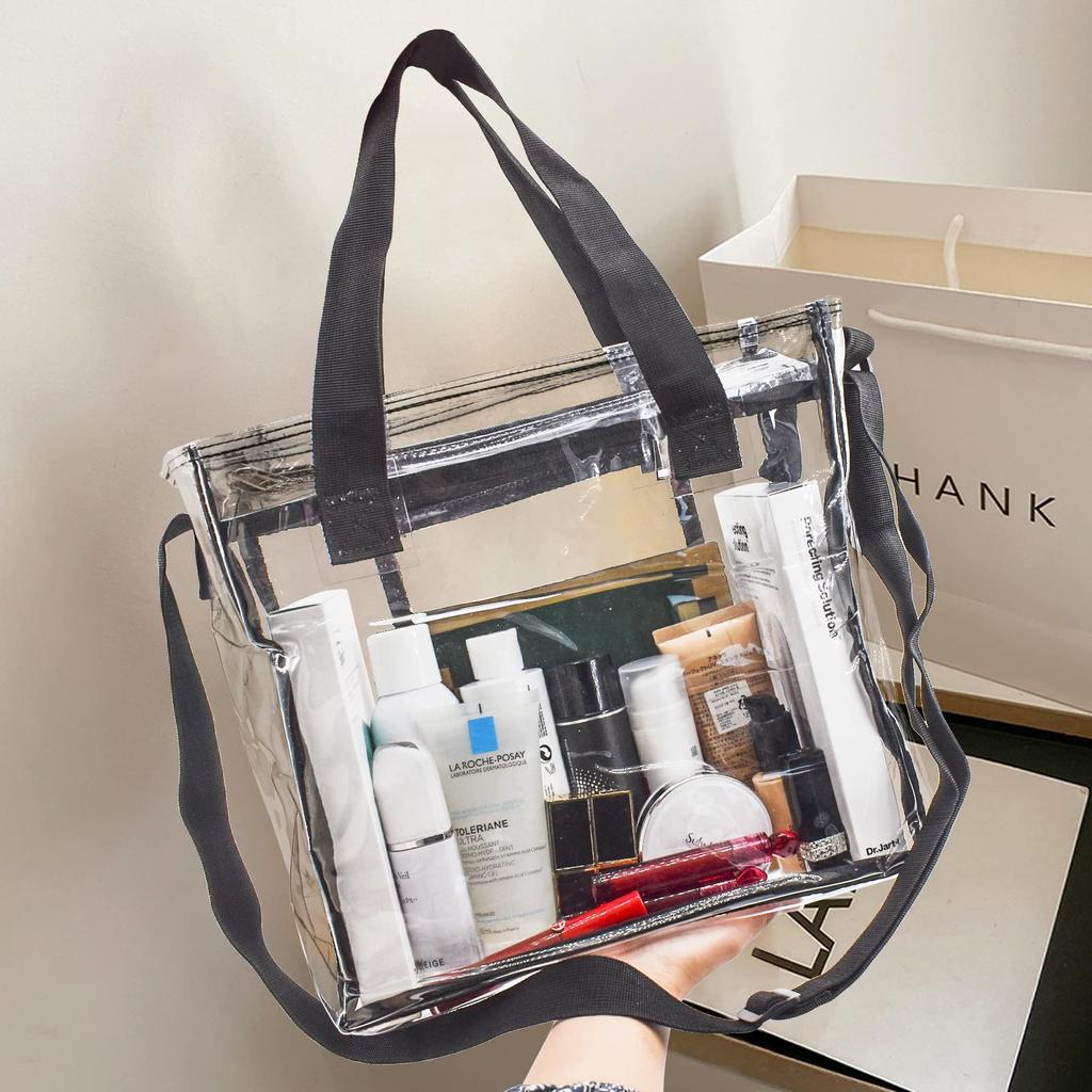 Enkrio Clear Tote Bag, Shoulder Bag, Transparent Tote Bag, Crossbody Bag, Large Capacity, Waterproof, Transparent, Pool Bag, Vinyl Bag, For Office Use