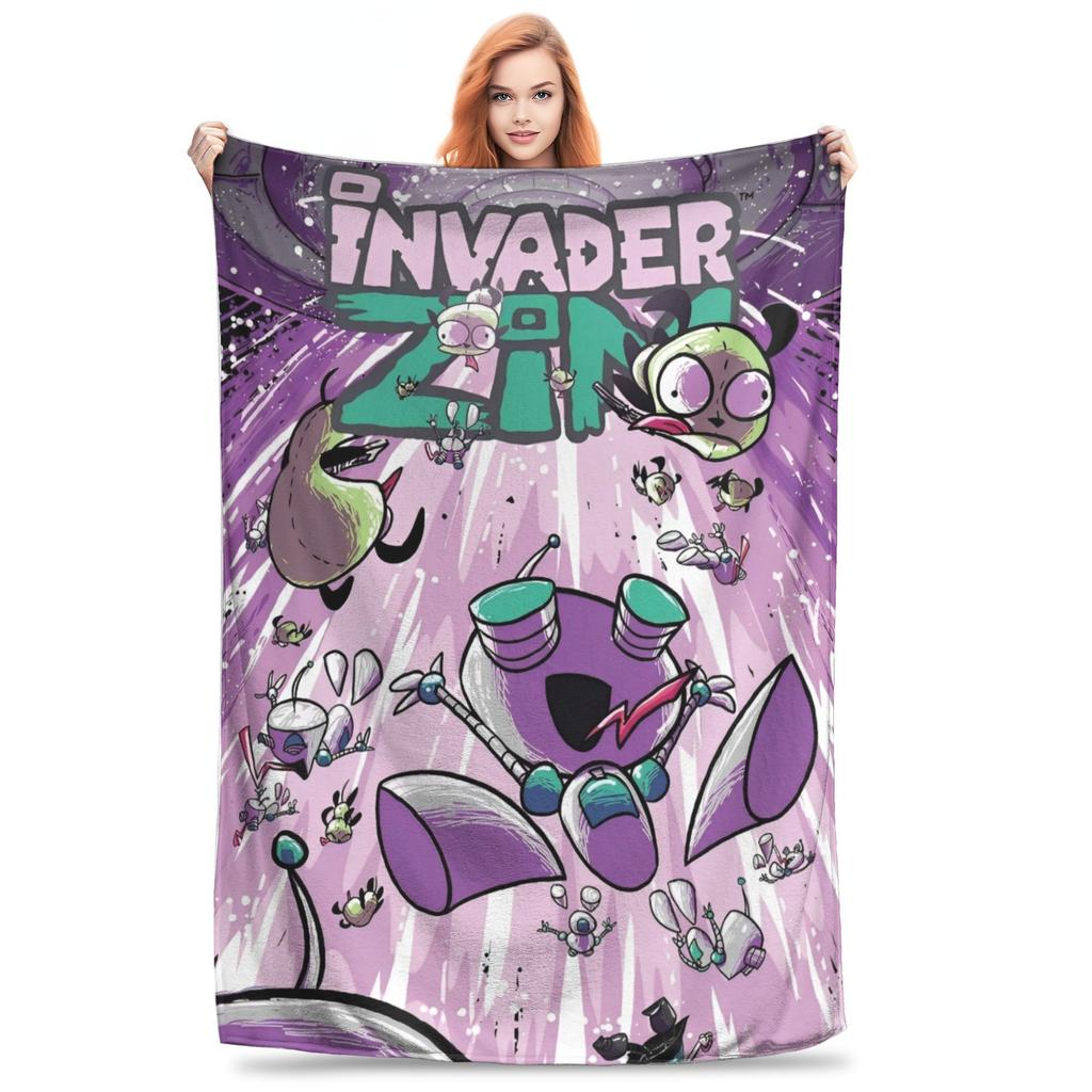 Invader Zim Gir Dib Robot Blankets Flannel Textile Decor  Portable Super Soft Throw Blanket for Bed Car Bedspread
