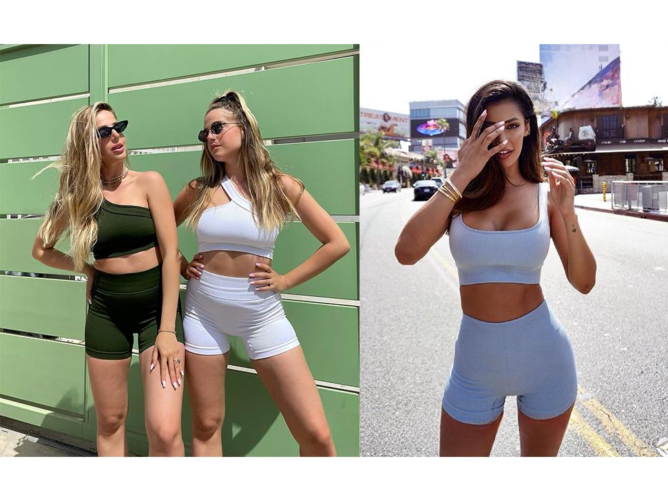 Nahtloses einfarbiges sexy Rücken Yoga Set - 3-teilig